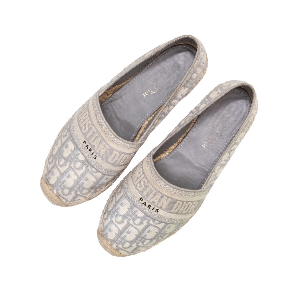 Christian Dior Granville Oblique Espadrilles Gray Canvas Flats EU 38.5 US 8 - Picture 10 of 16